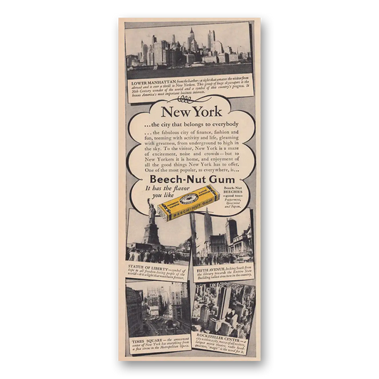 1948 Beech Nut Gum New York the City That Belongs to Everybody Vintage Magazine Print Ad