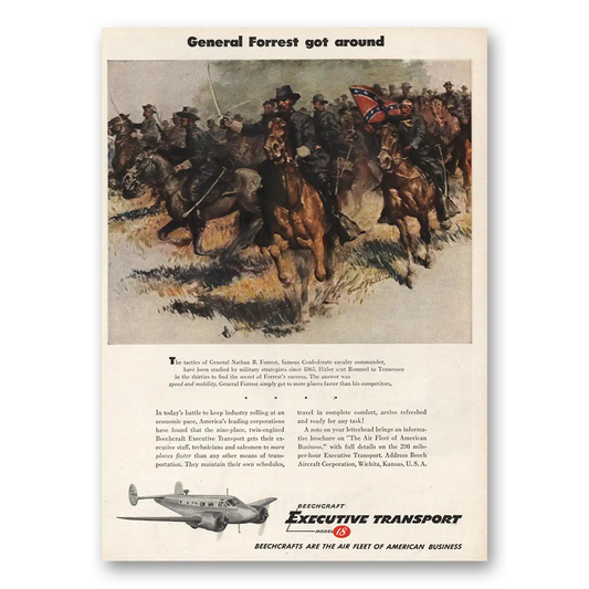 1948 Beechcraft Executive Transport General Forrest Got Around Vintage Magazine Print Ad