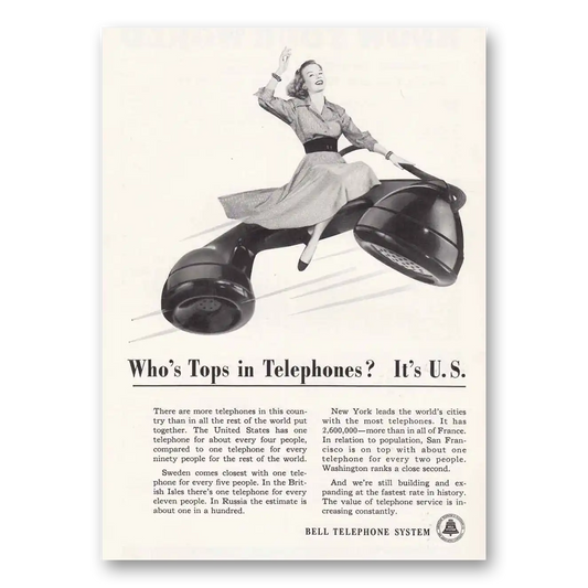 1948 Bell Telephone Who's Tops in Telephones Its US Vintage Magazine Print Ad