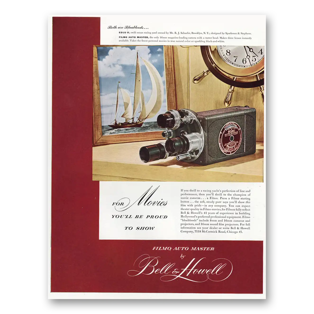 1948 Filmo Camera Auto Master Edlu II Movies Be Proud to Show Vintage Magazine Print Ad