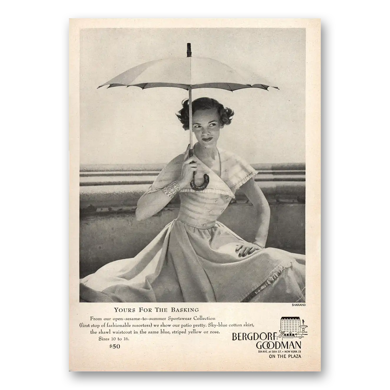 1948 Bergdorf Goodman Yours for the Basking Vintage Magazine Print Ad