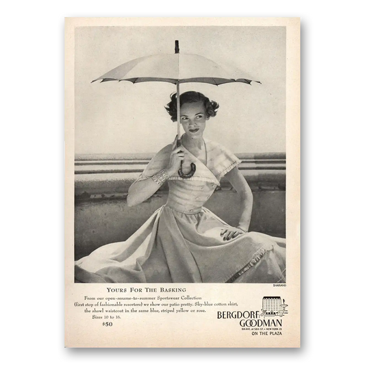 1948 Bergdorf Goodman Yours for the Basking Vintage Magazine Print Ad