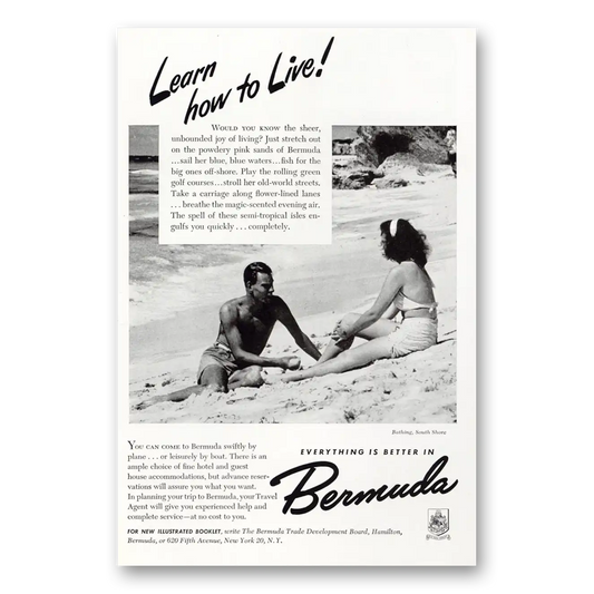 1948 Bermuda Bathing South Shore Vintage Magazine Print Ad