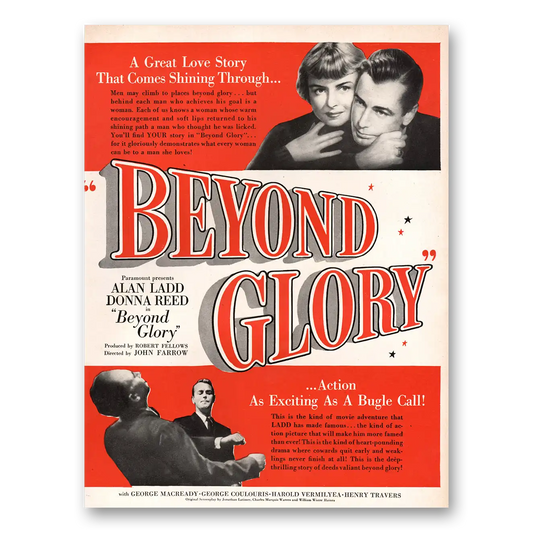 1948 Beyond Glory Movie Promo Alan Ladd and Donna Reed Vintage Magazine Print Ad