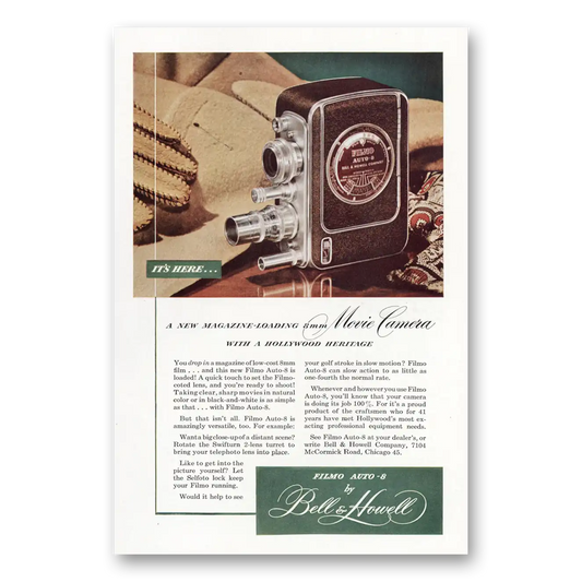 1948 Filmo Camera Magazine Loading Vintage Magazine Print Ad