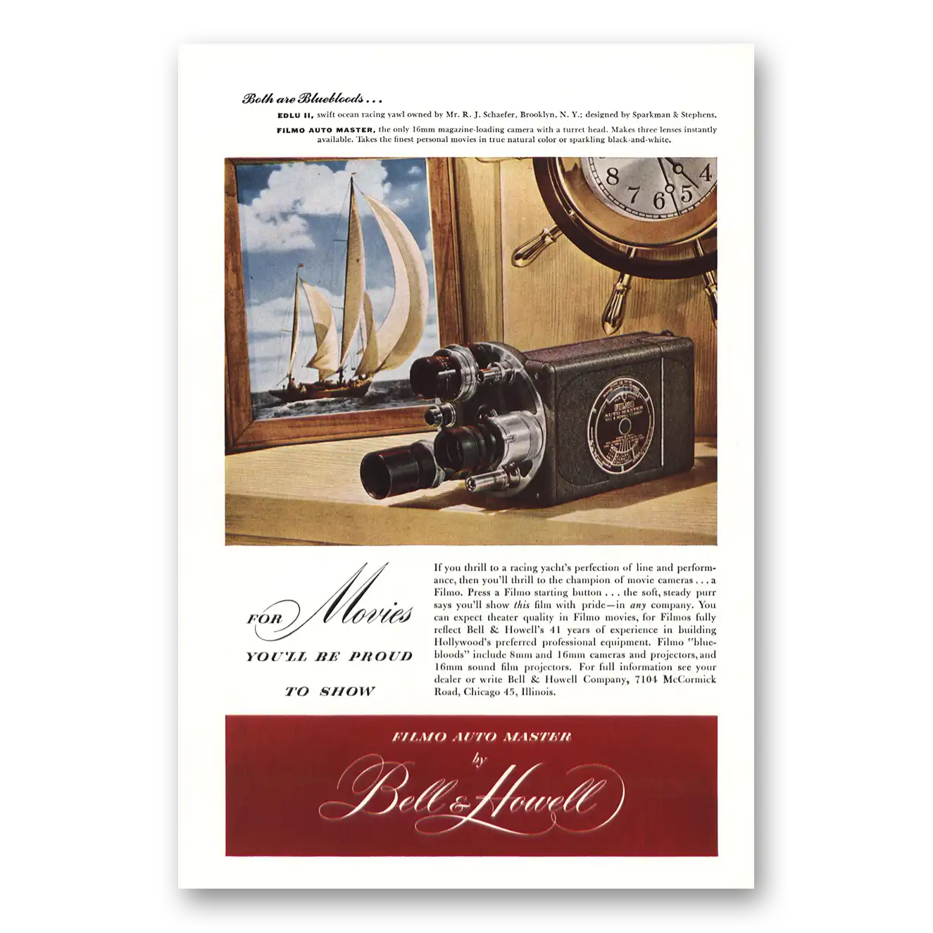 1948 Filmo Camera Auto Master Both Are Bluebloods Vintage Magazine Print Ad