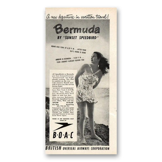 1948 British Airways BOAC Bermuda Sunset Speedbird Vintage Magazine Print Ad