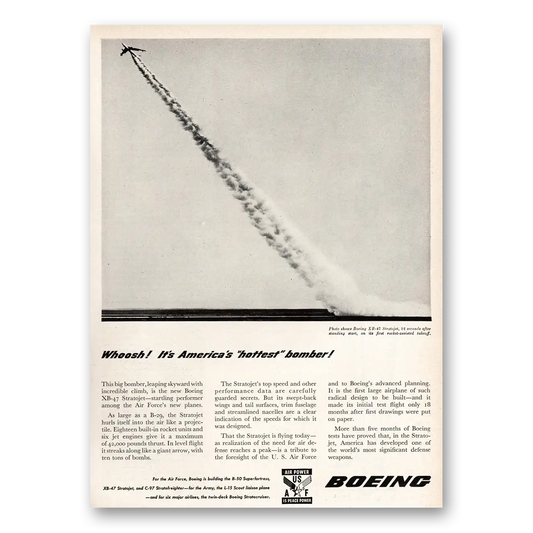 1948 Boeing Stratojet Whoosh Americas Hottest Bomber Vintage Magazine Print Ad