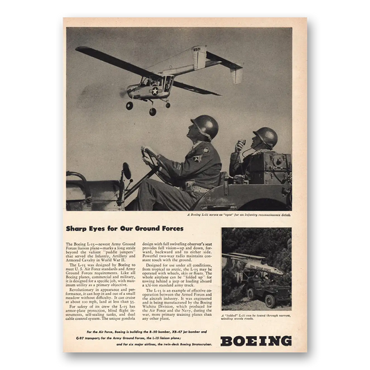 1948 Boeing L15 Sharp Eyes for Ground Forces Vintage Magazine Print Ad