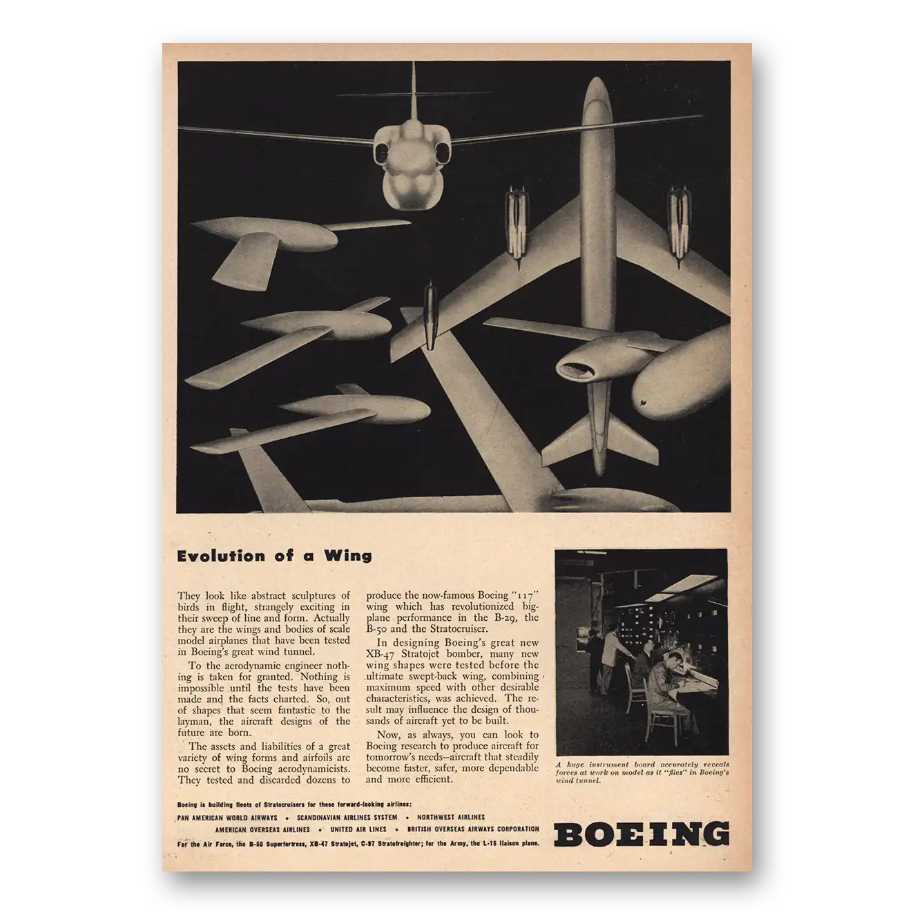 1948 Boeing Stratocruiser Evolution of Wing Vintage Magazine Print Ad