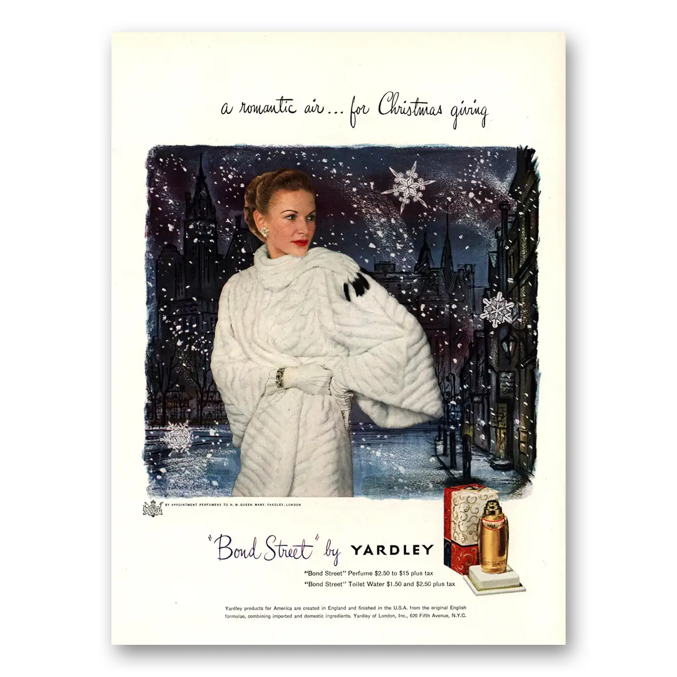 1948 Bond Street Perfume Romantic Air for Christmas Vintage Magazine Print Ad