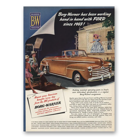 1948 Borg-Warner Hand In Hand With Ford Since Vintage Magazine Print Ad