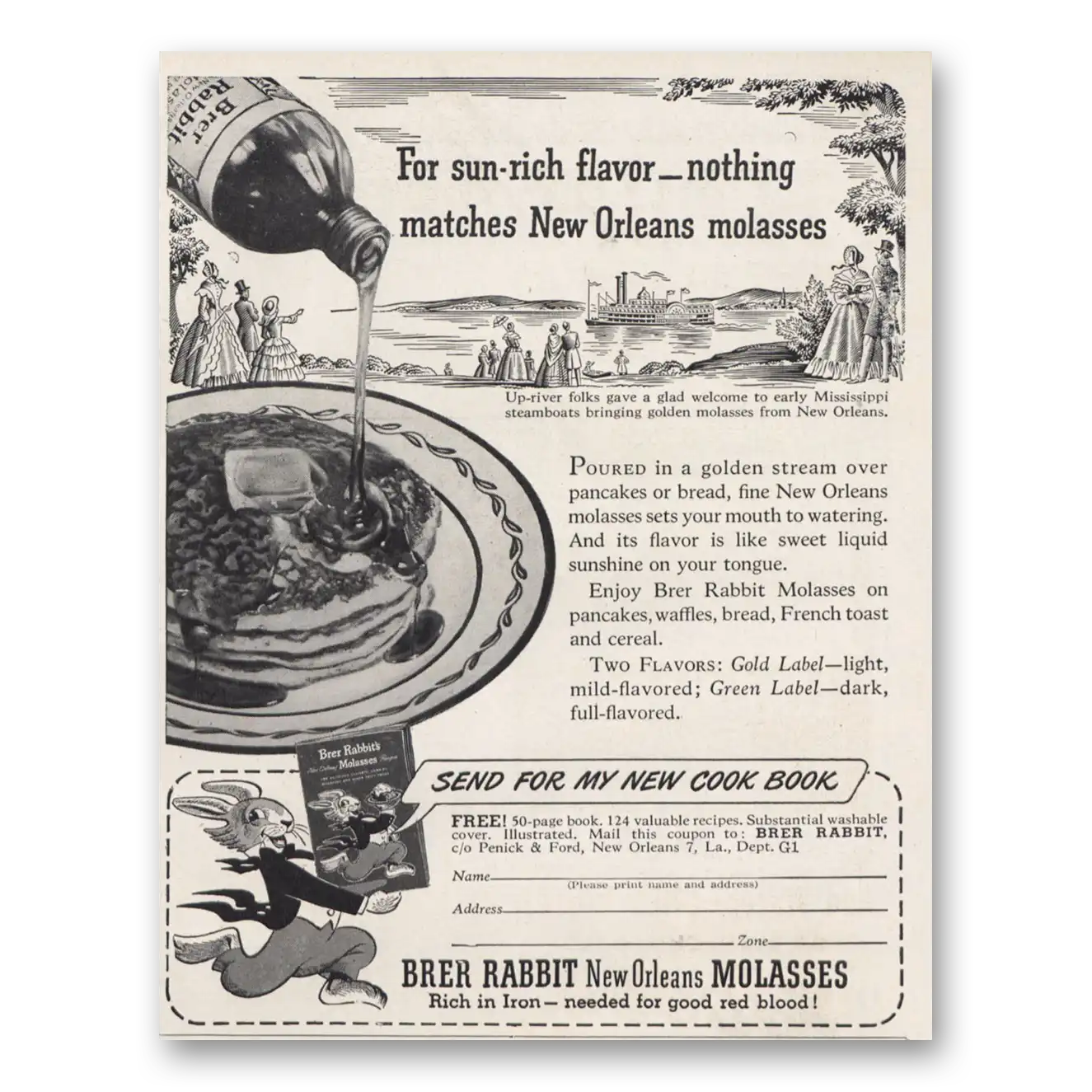 1948 Brer Rabbit Molasses Nothing Matches New Orleans Vintage Magazine Print Ad