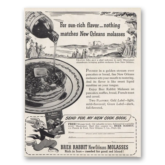 1948 Brer Rabbit Molasses Nothing Matches New Orleans Vintage Magazine Print Ad