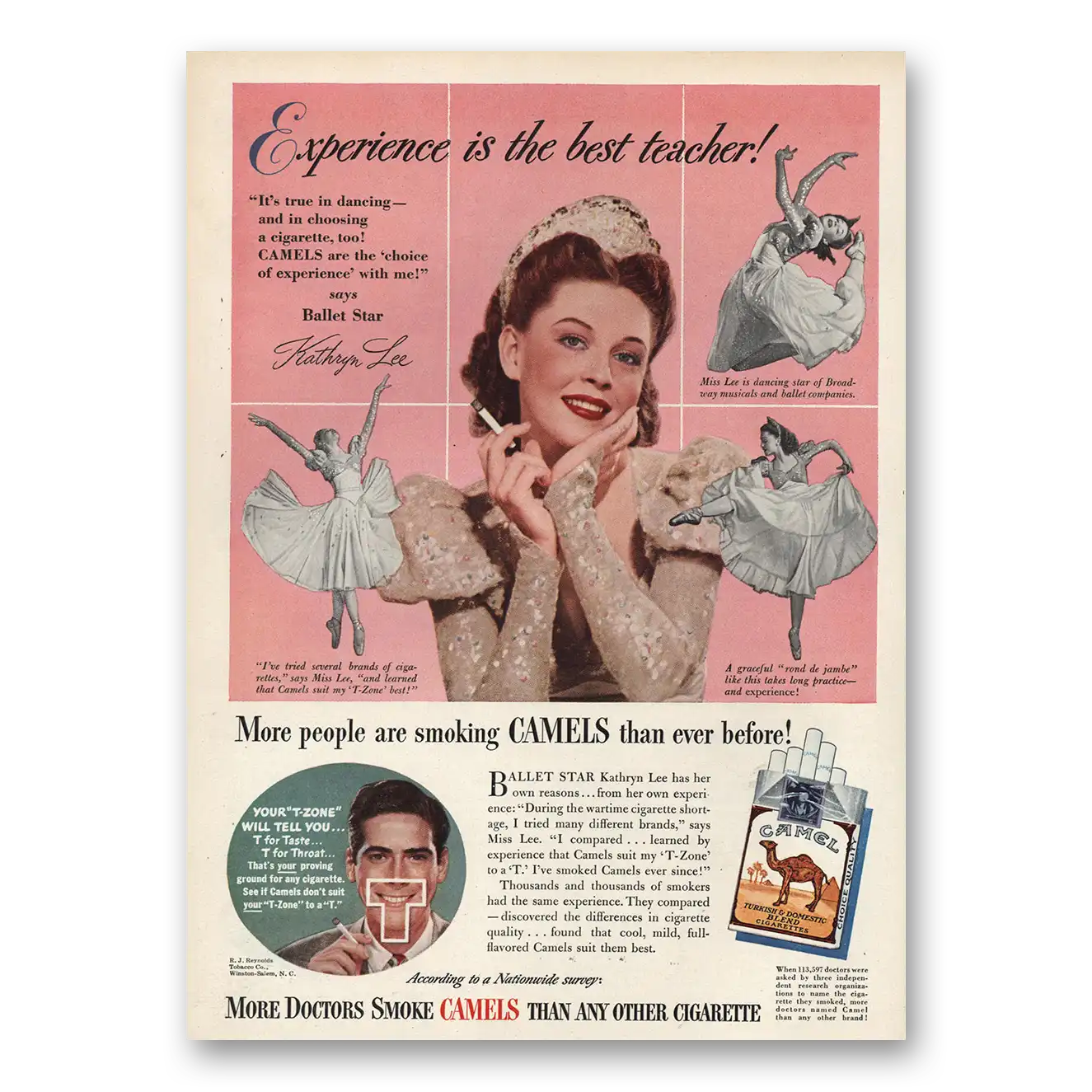 1948 Camel Cigarettes Ballet Star Kathryn Lee Vintage Magazine Print Ad