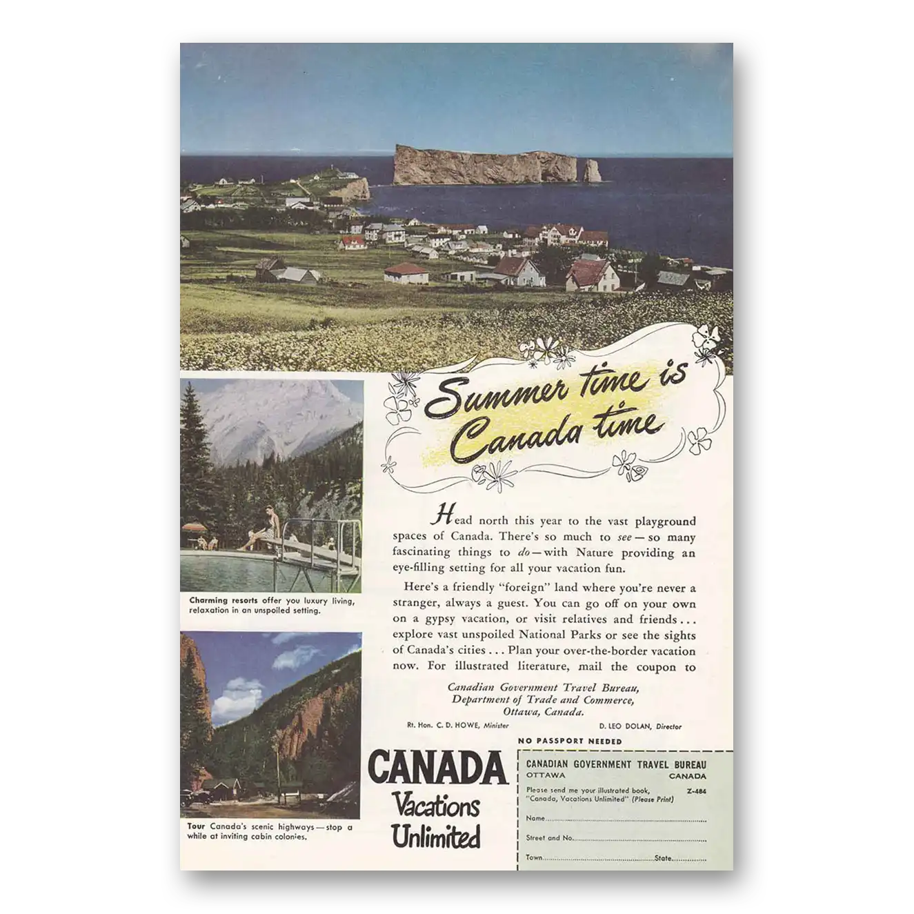 1948 Canada Summer Time Vintage Magazine Print Ad