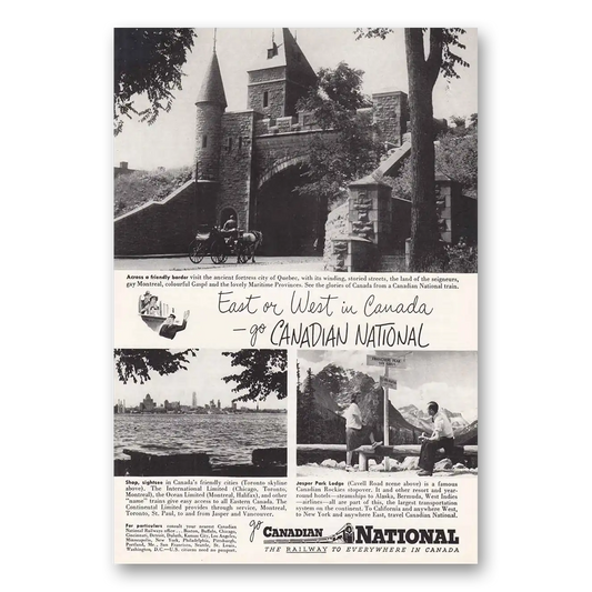 1948 Canadian National Railways East or West Vintage Magazine Print Ad