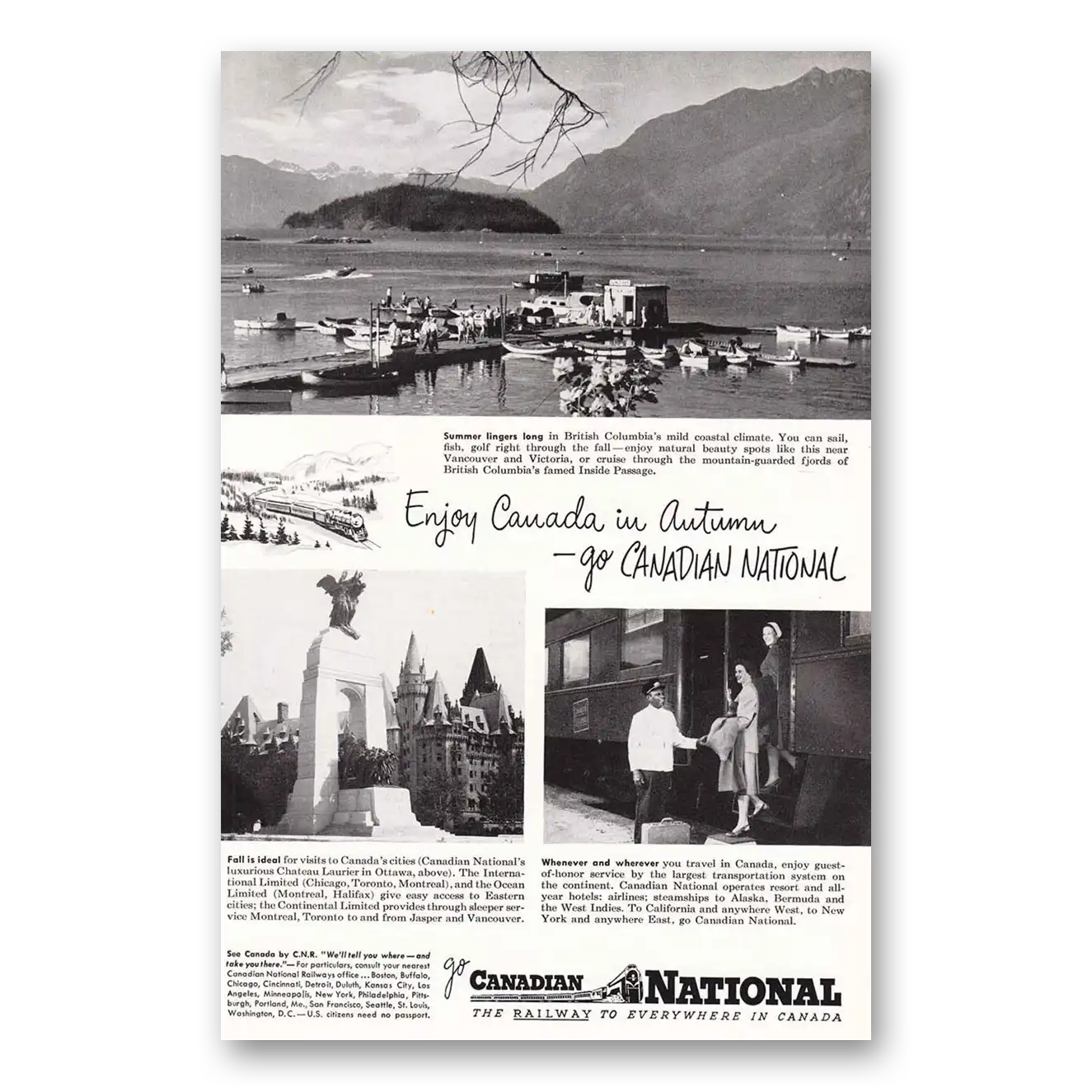 1948 Canadian National Railways Canada in Autumn Vintage Magazine Print Ad