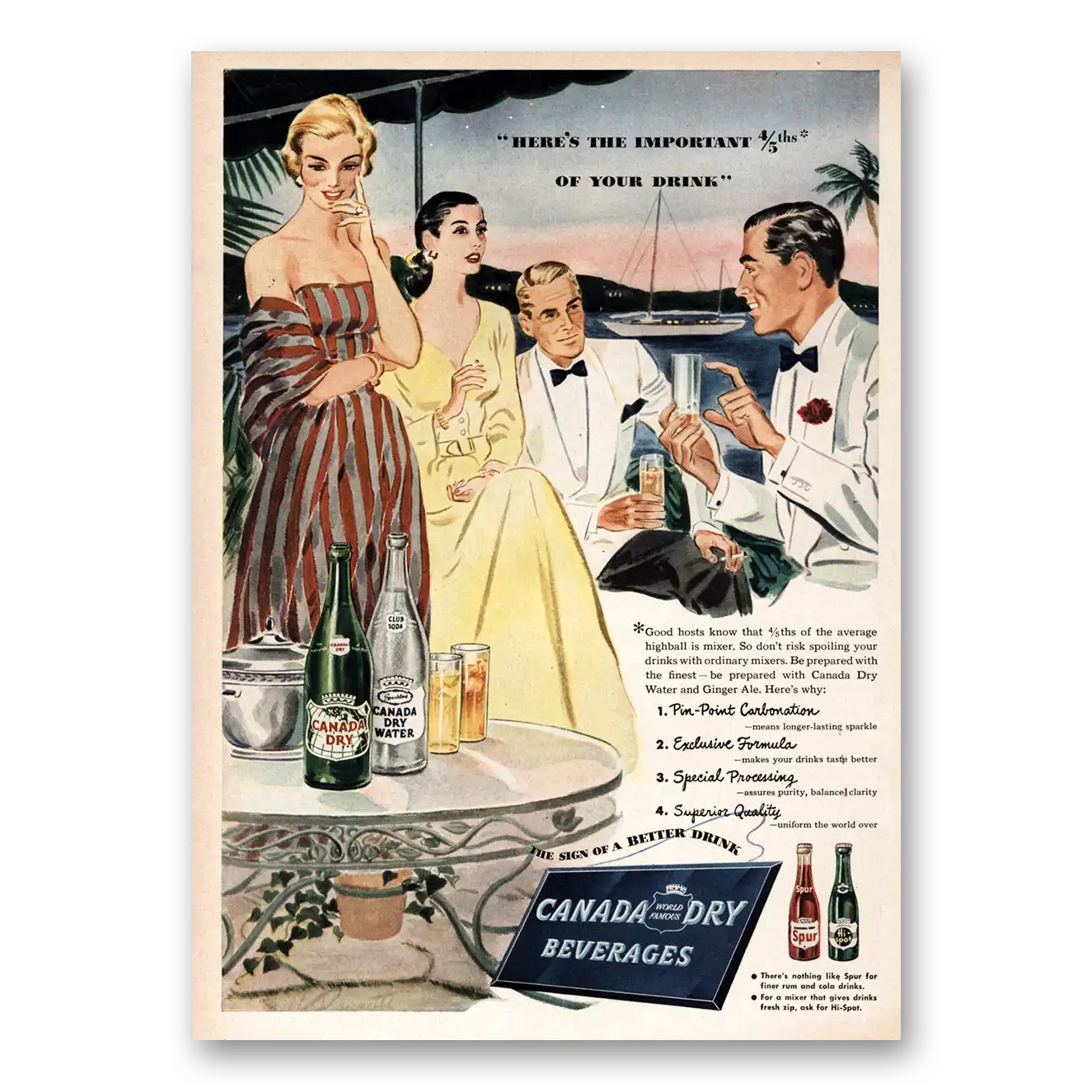 1948 Canada Dry Important 4 5ths of Drink Vintage Magazine Print Ad