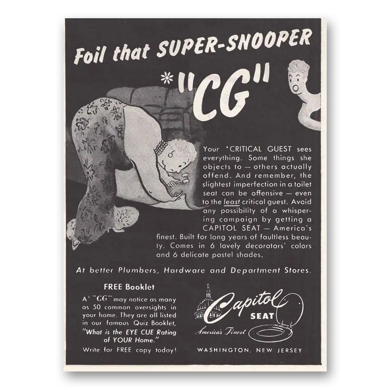 1948 Capital Seat Super Snooper Vintage Magazine Print Ad