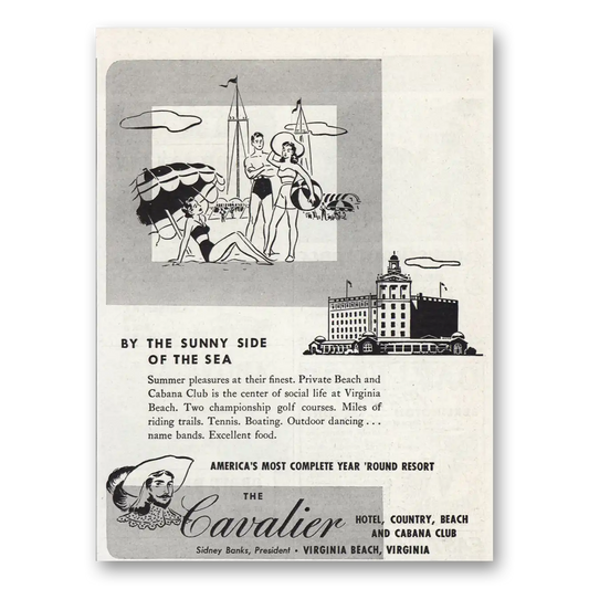 1948 Cavalier Hotel Virginia Beach Vintage Magazine Print Ad