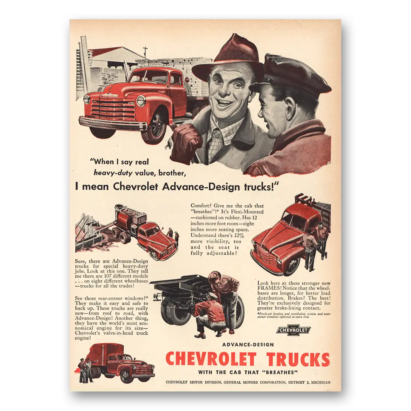 1948 Chevrolet Trucks Trucks Advance Design Trucks Vintage Magazine Print Ad