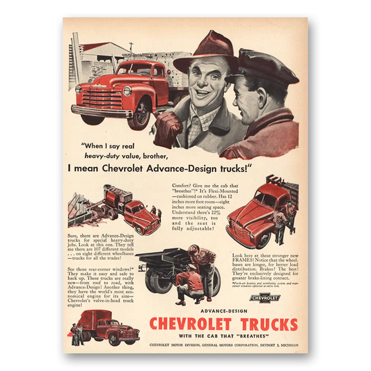 1948 Chevrolet Trucks Trucks Advance Design Trucks Vintage Magazine Print Ad