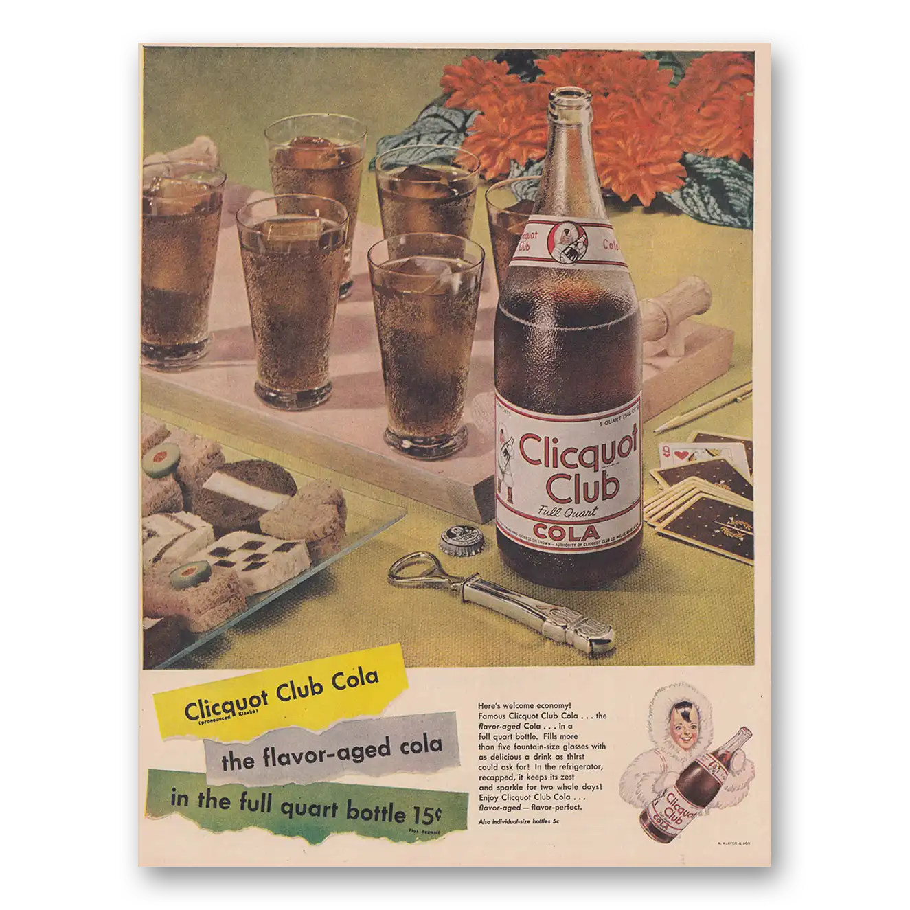 1948 Clicquot Club Cola Flavor Aged Cola Vintage Magazine Print Ad