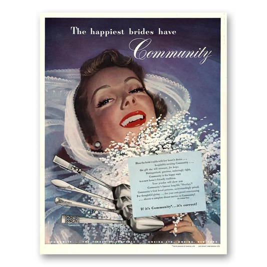 1948 Community Silverplate Happiest Brides Vintage Magazine Print Ad