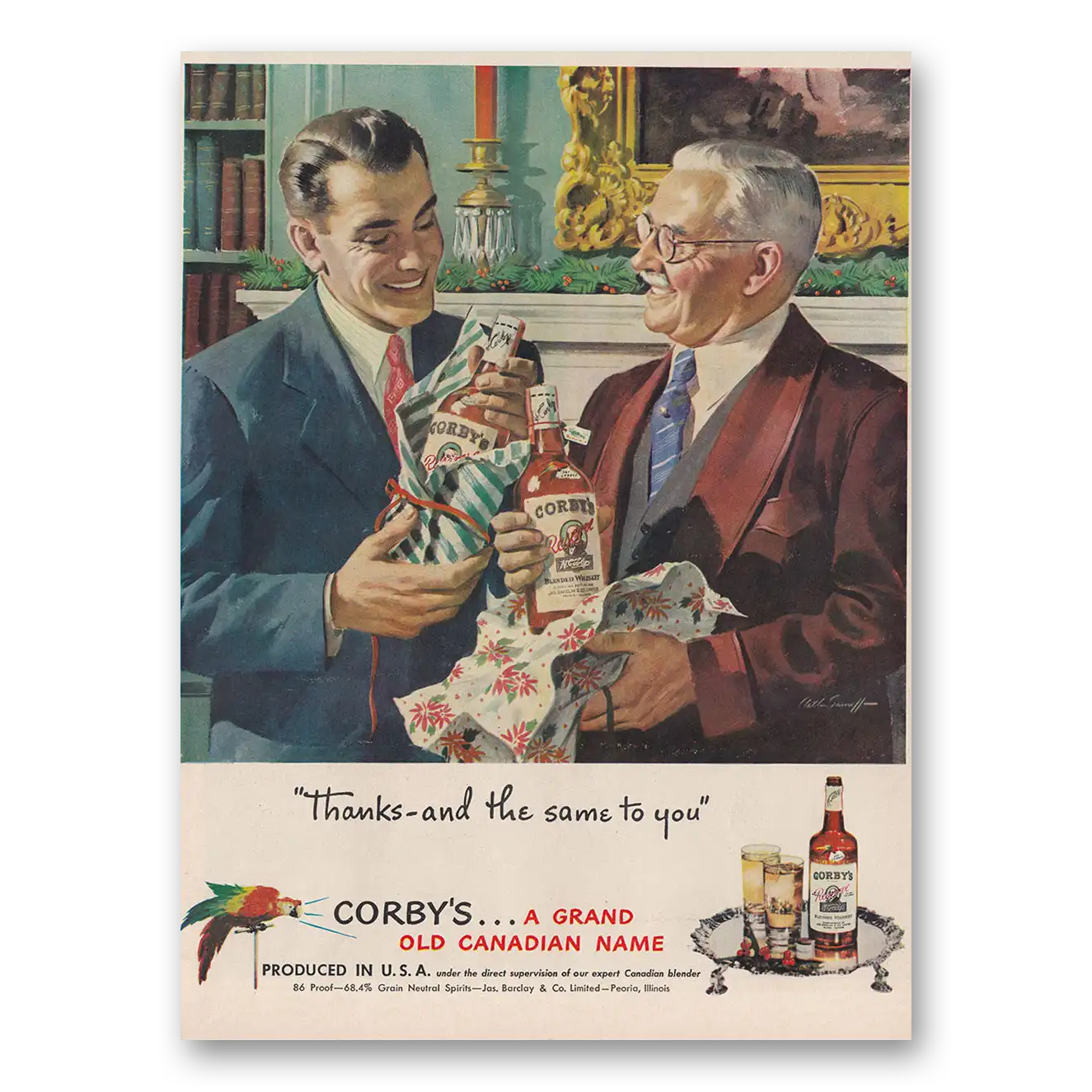 1948 Corbys Whiskey Thanks and the Same To You Vintage Magazine Print Ad