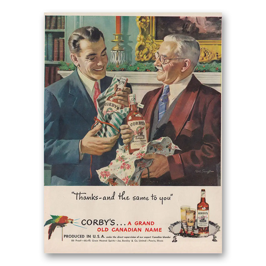 1948 Corbys Whiskey Thanks and the Same To You Vintage Magazine Print Ad