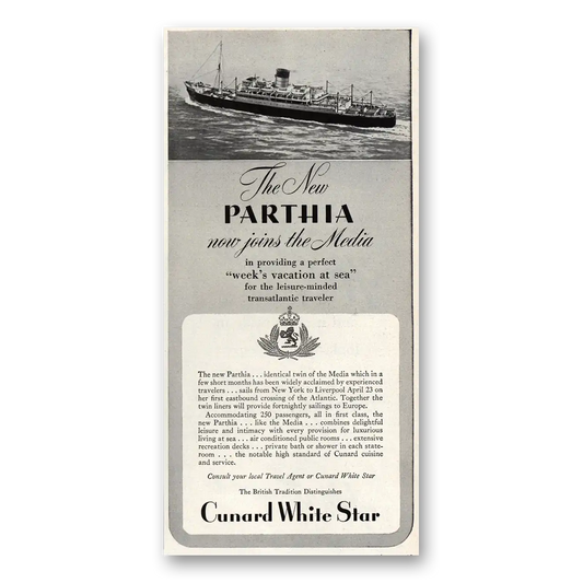 1948 White Star Line White Star Partha Now Joins the Media Vintage Magazine Print Ad