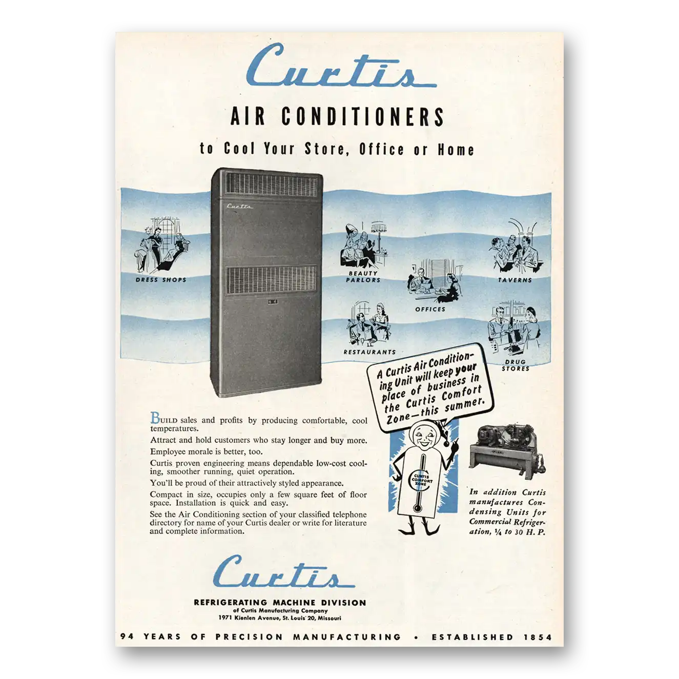 1948 Curtis Air Conditioner Cool Your Store Office or Home Vintage Magazine Print Ad