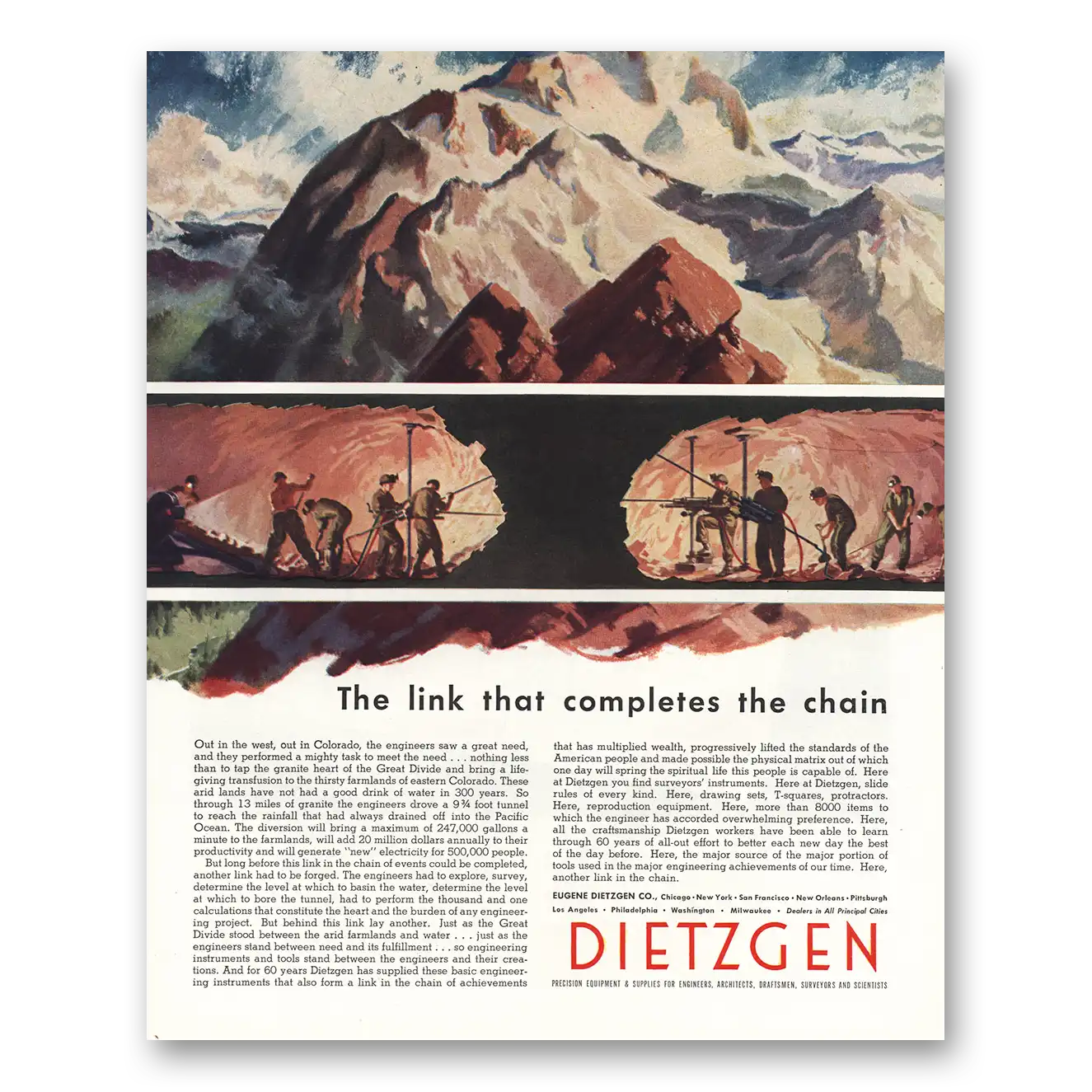 1948 Dietzgen Link That Completes the Chain Vintage Magazine Print Ad