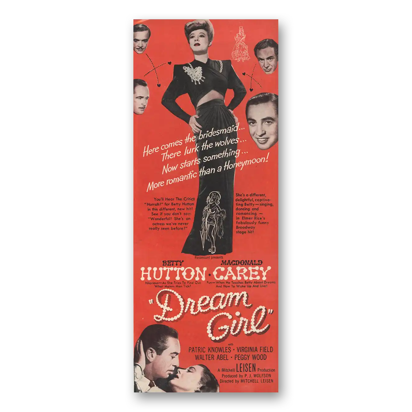 1948 Dream Girl Movie Promo Betty Hutton and Macdonald Carey Vintage Magazine Print Ad