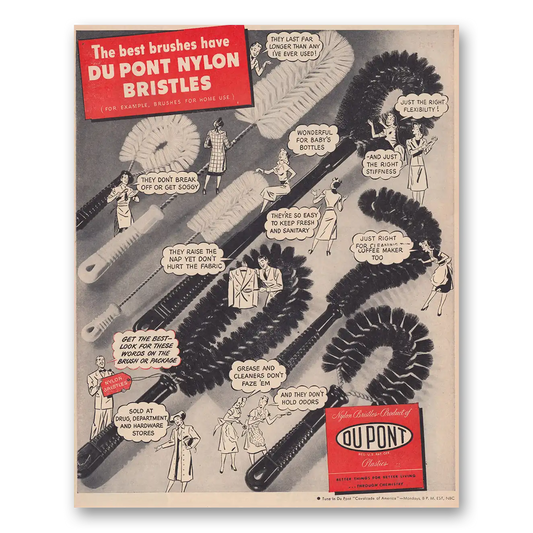 1948 DuPont Nylon Bristles Best Brushes Vintage Magazine Print Ad