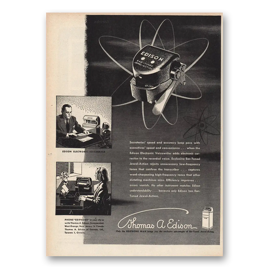 1948 Thomas A Edison Secretaries Speed and Accuracy Vintage Magazine Print Ad