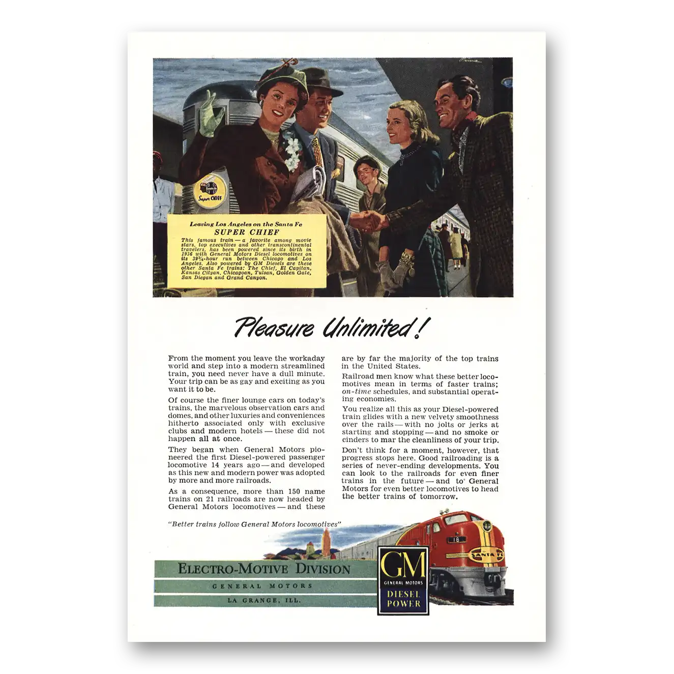 1948 GM Electro Motive Pleasure Unlimited Vintage Magazine Print Ad