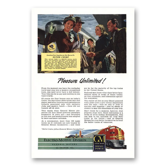 1948 GM Electro Motive Pleasure Unlimited Vintage Magazine Print Ad