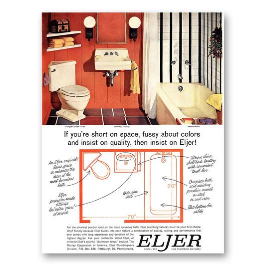 1948 Eljer Short On Space Fussy About Colors Vintage Magazine Print Ad