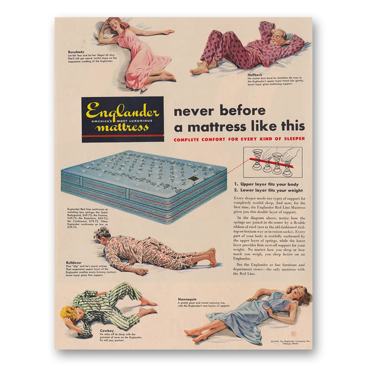 1948 Englander Mattress Never Before a Mattress Like This Vintage Magazine Print Ad