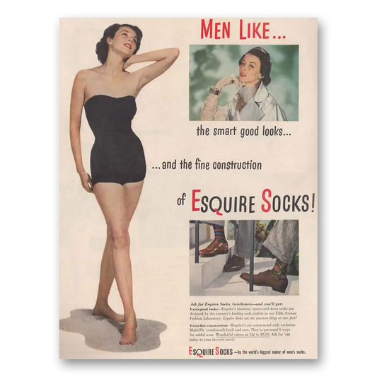 1948 Esquire Socks Men Like Vintage Magazine Print Ad