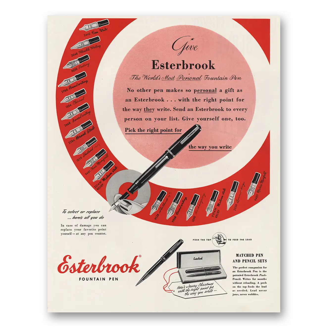 1948 Esterbrook Fountain Pen Worlds Most Personal Fountain Pen Vintage Magazine Print Ad