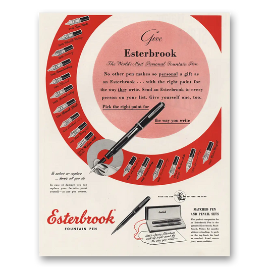 1948 Esterbrook Fountain Pen Worlds Most Personal Fountain Pen Vintage Magazine Print Ad