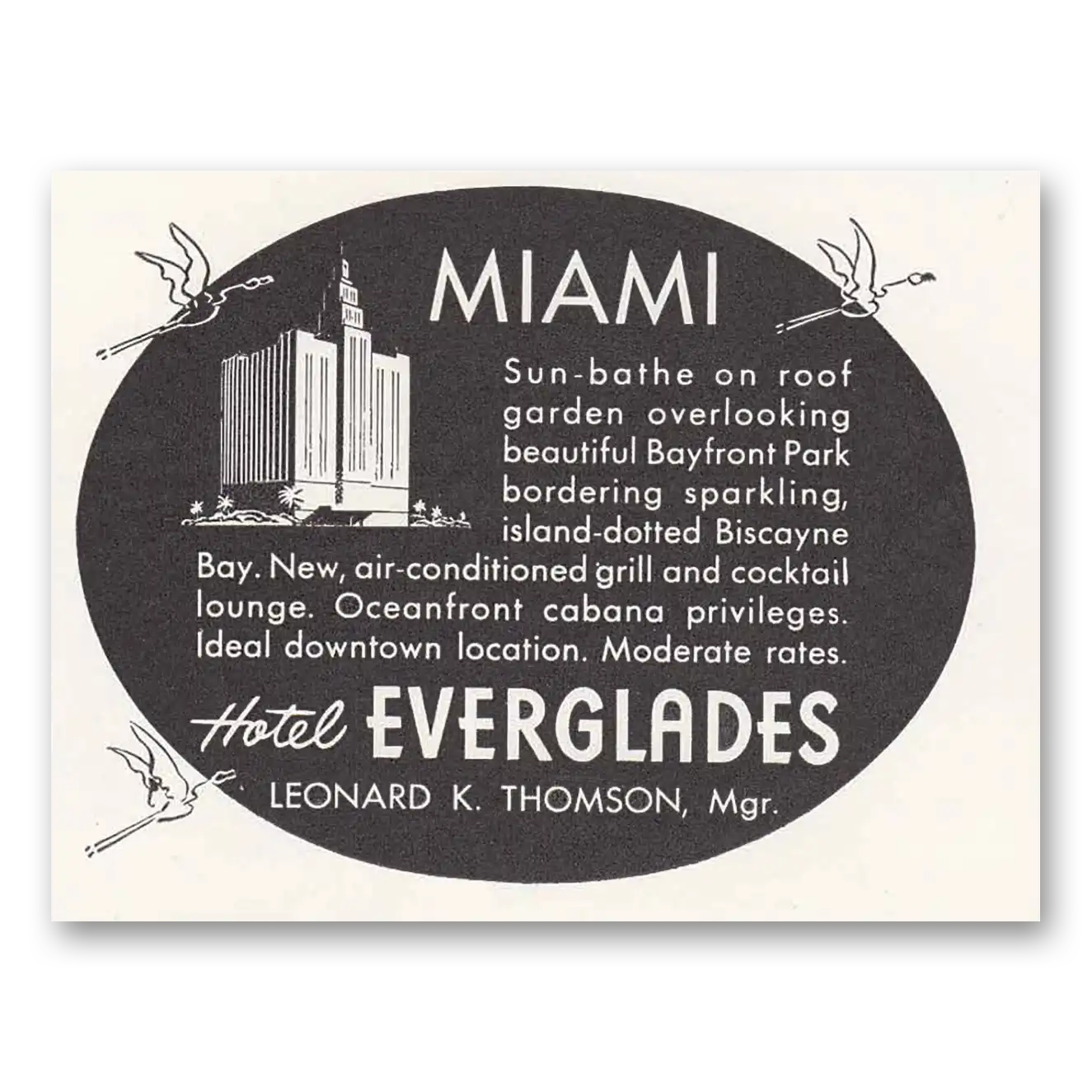 1948 Hotel Everglades Miami Sun Bathe on Roof Garden Vintage Magazine Print Ad