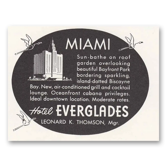 1948 Hotel Everglades Miami Sun Bathe on Roof Garden Vintage Magazine Print Ad