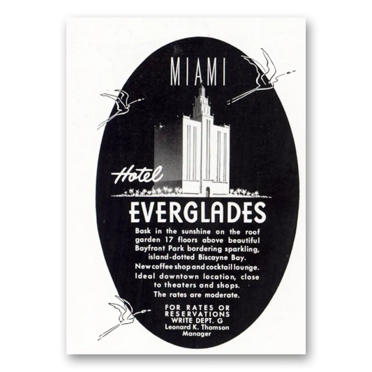 1948 Hotel Everglades Miami Bask In the Sunshine Vintage Magazine Print Ad