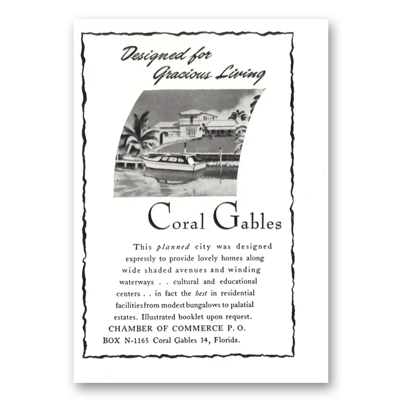 1948 Coral Gables Florida Gracious Living Vintage Magazine Print Ad