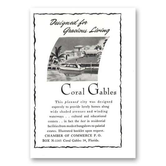 1948 Coral Gables Florida Gracious Living Vintage Magazine Print Ad