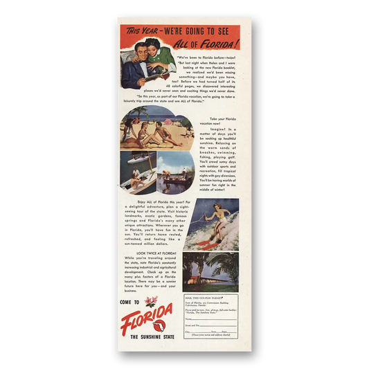 1948 Florida Going To See All of Florida Vintage Magazine Print Ad